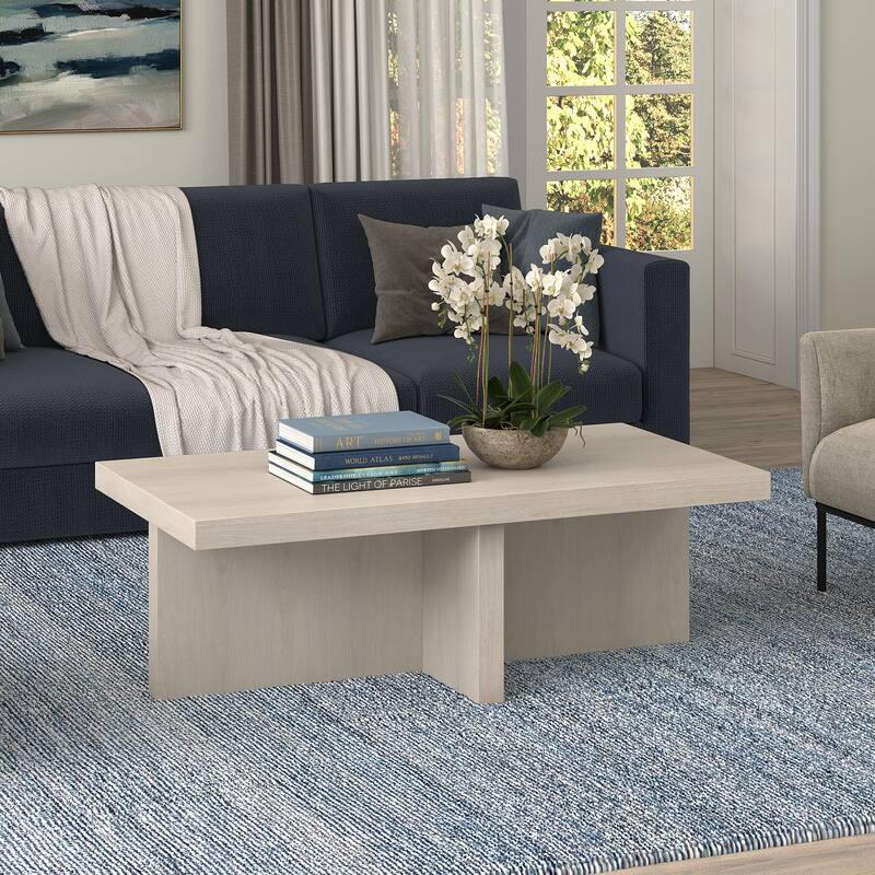 Elna 44" Wide Rectangular Coffee Table - White