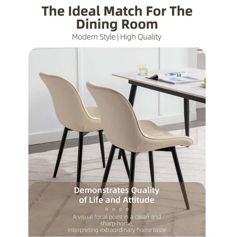 XINMICS Modern Upholstered Faux Leather Dining Chairs Set of 2