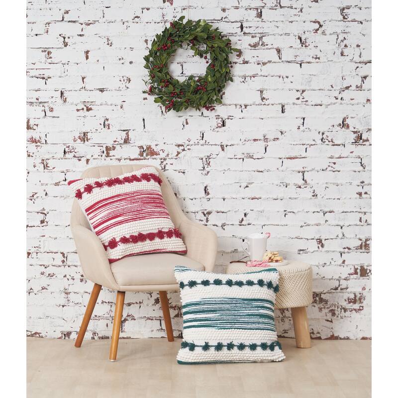 Oriana Ruby Woven Tassle Pillow