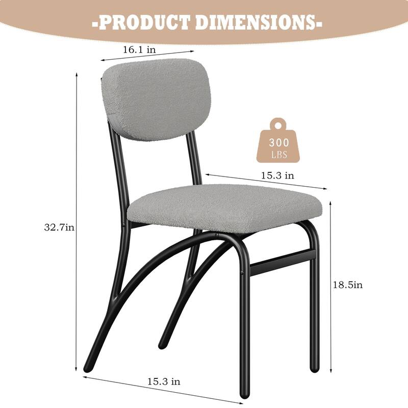 Modern Upholstered Kitchen Dining Room Chairs Set of 2,with Arched Metal Legs