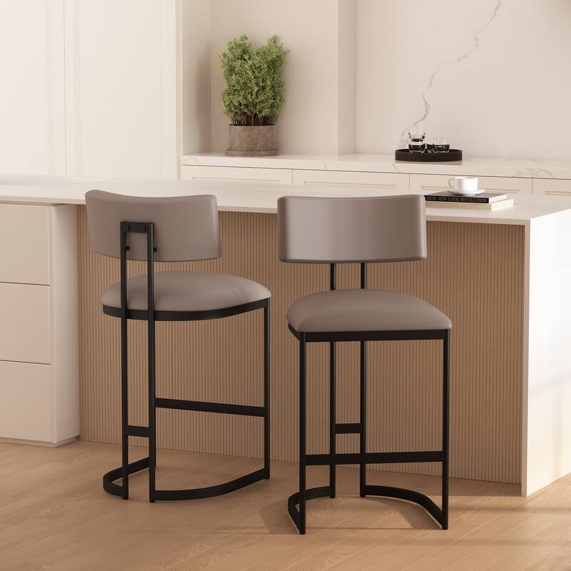 Manhattan Comfort Juno Metal Vegan Leather Counter Stool