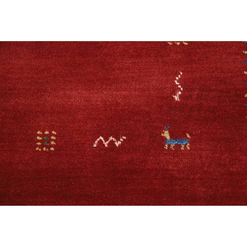 Red Tribal Gabbeh Oriental Area Rug Hand-Knotted Wool Carpet - 4'11" x 7'7"