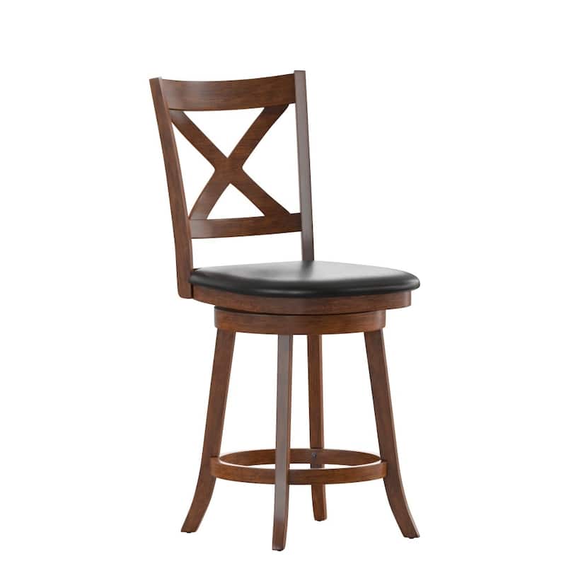 Commercial Wooden Swivel Upholstered Counter Stool