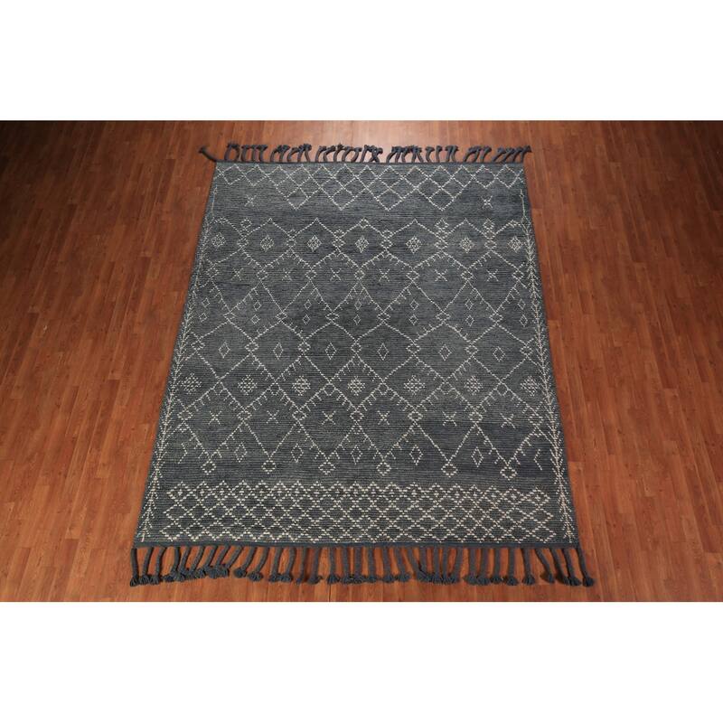 Trellis Moroccan Oriental Area Rug Hand-Knotted Wool Carpet - 8'1" x 9'9"