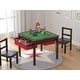 preview thumbnail 1 of 3, UTEX-2 in 1 Kids Activity Lego Table Set with Storage, Kids Table with 2 Chairs, Espresso with Red Drawer Brown
