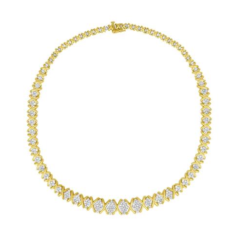 10k Yellow Gold 4 cttw Brilliant Round-Cut Diamond Graduating Riviera Statement 18" Necklace (H-I Color, I2-I3 Clarity)