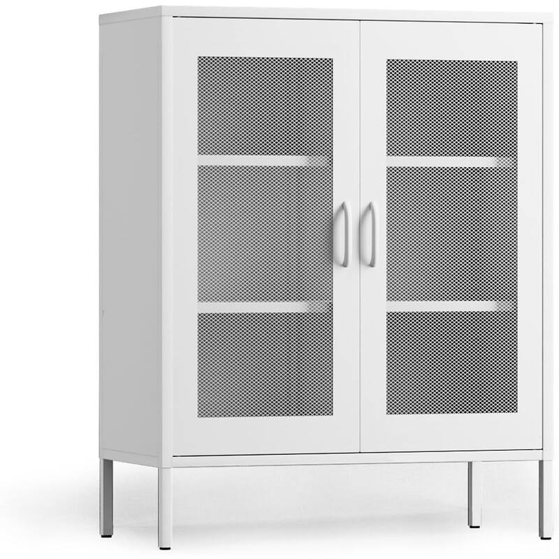 GDFStudio - Marcus Durable Metal Storage Cabinet with Adjustable Shelves for Versatile Organization