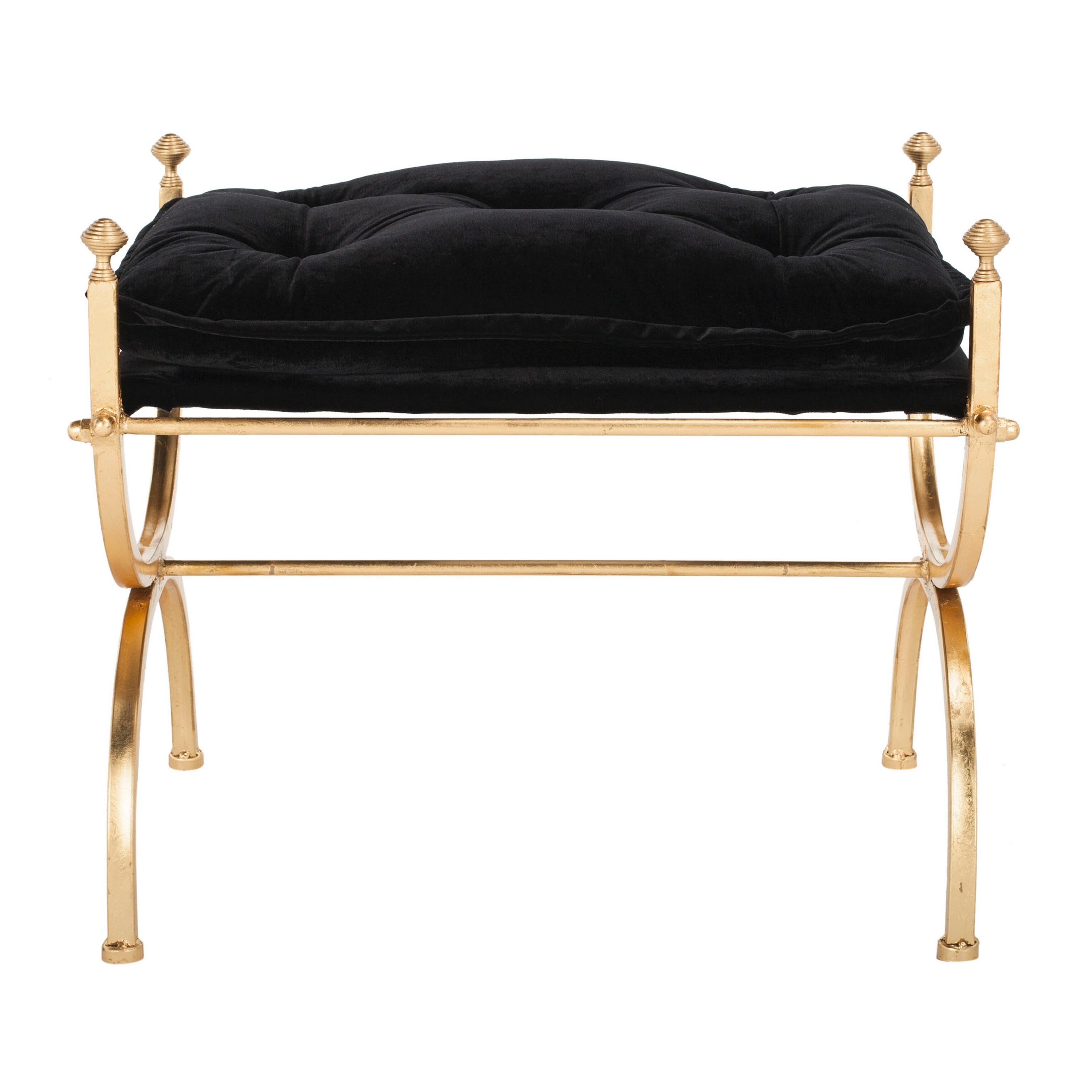 Shop Safavieh Jasmine Black Gold Tufted Bench 26 5 X 18 5 X