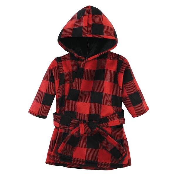 slide 1 of 1, Hudson Baby Mink with Faux Fur Lining Pool and Beach Robe Cover-ups, Buffalo Plaid 0-6 Months - Buffalo Plaid