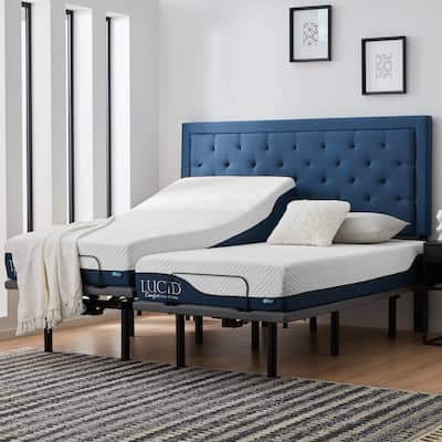 Lucid Comfort Collection 10-inch Gel & Aloe Vera Hybrid Mattress and Deluxe Adjustable Bed Set