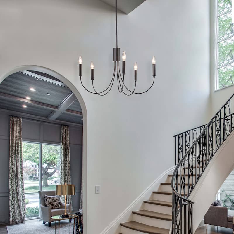 5-Light Farmhouse Round Large Candle Chandelier for Dining Room Lighting