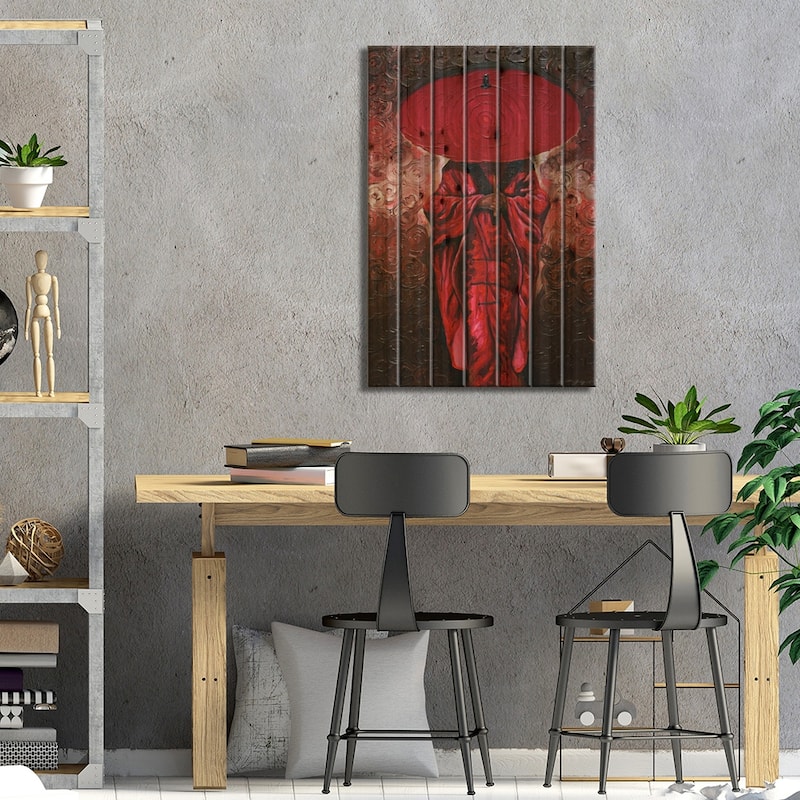 Her Umbrella Print On Wood by DionJa'y - Multi-Color