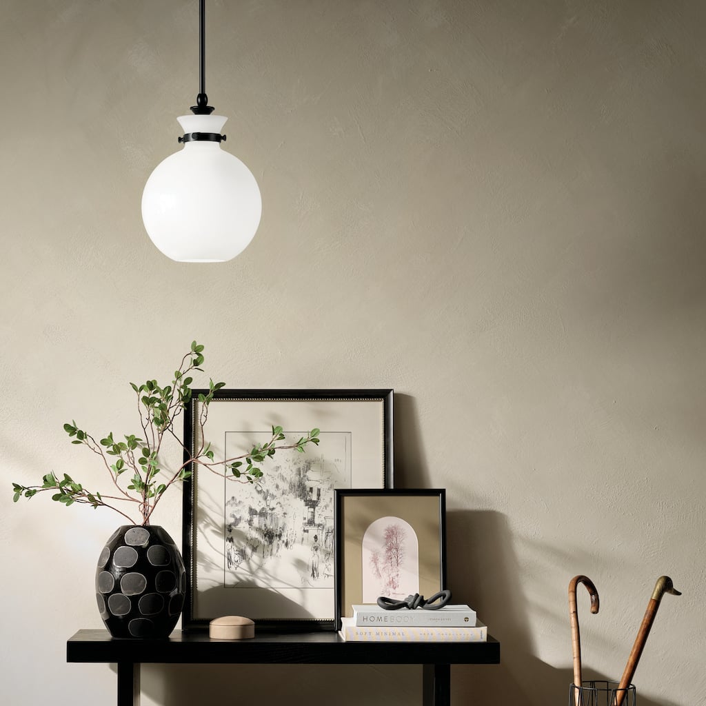 Kichler Lighting Laria 10.25 Inch 1 Light Pendant with Opal Glass in Black