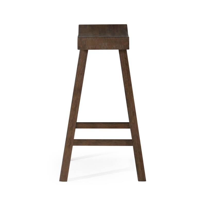 HomeRoots 27" Brown Solid Wood Backless Counter Height Bar Chair