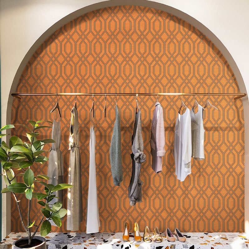 Modern Flocked Geometric Embossed Wallpaper