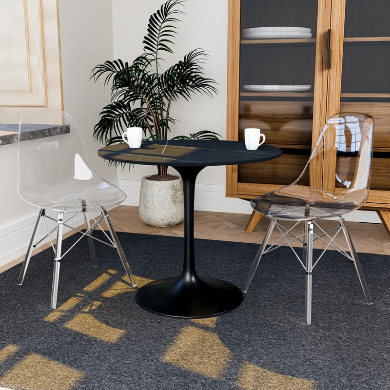 Dover Modern Acrylic Accent Side Chair with Eiffel-Style Legs for Dining Room, Kitchen, Office, or Indoor/Outdoor Seating