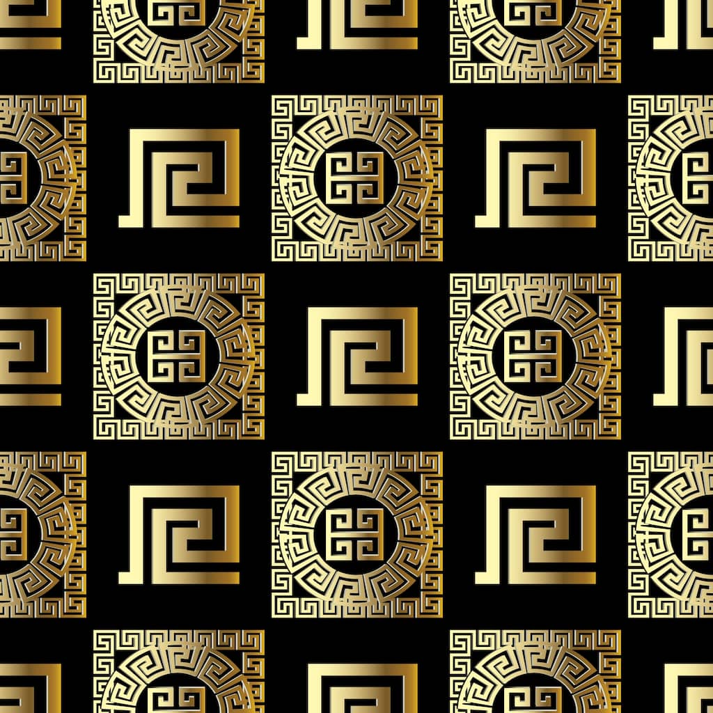Black and Gold Greek Removable Wallpaper - 10'ft H x 24''inch W
