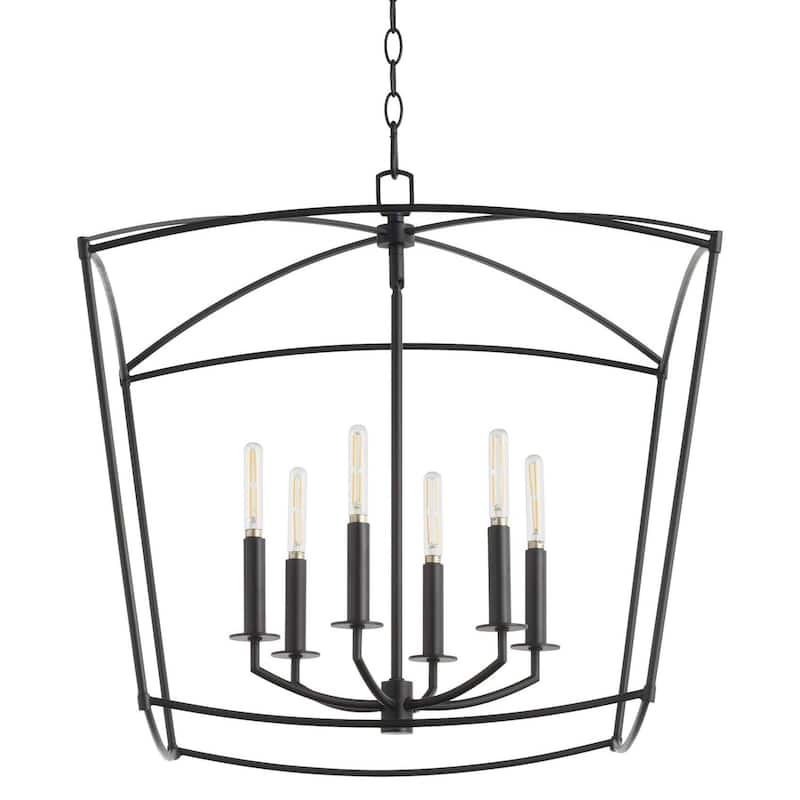 Quorum International 6412-6 Mantle 6 Light 24" Wide Pendant - Matte Black