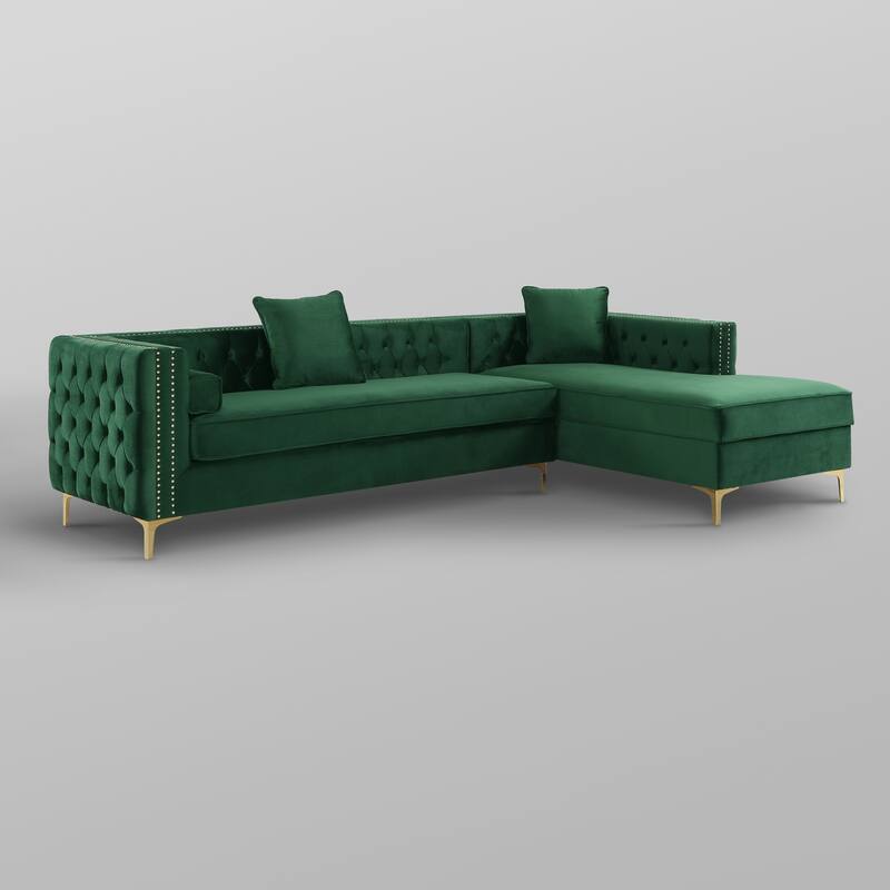 Dante Velvet Chaise Sectional Sofa