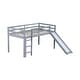 preview thumbnail 40 of 41, Twin Size Low Loft Bed with Slide, Ladder, Safety Guardrails, and Underbed Play and Storage Space for Boys Girls