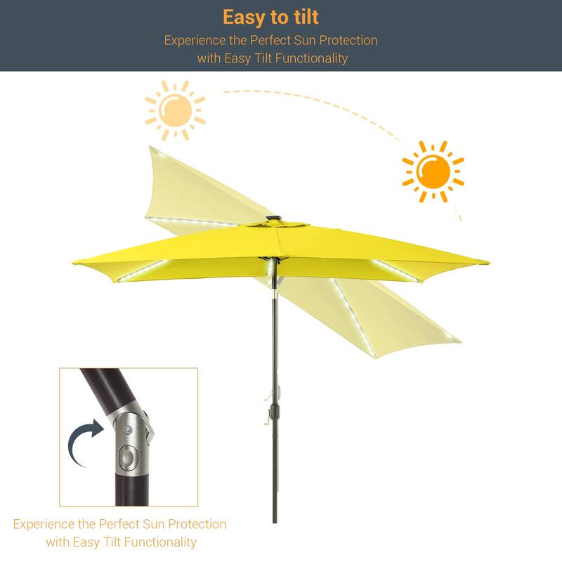 LIVOOSUN 6x9Ft LED Patio Umbrella Weather Resistant Table Umbrella