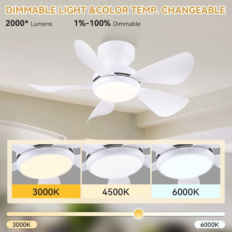 32/36/46/52 inches Ceiling Fan with Light and Remote 5 ABS Blades for Bedroom Living Room