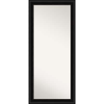 Non-Beveled Wood Full Length Floor Leaner Mirror - Parlor Black Frame - Parlor Black - Outer Size: 30 x 66 in