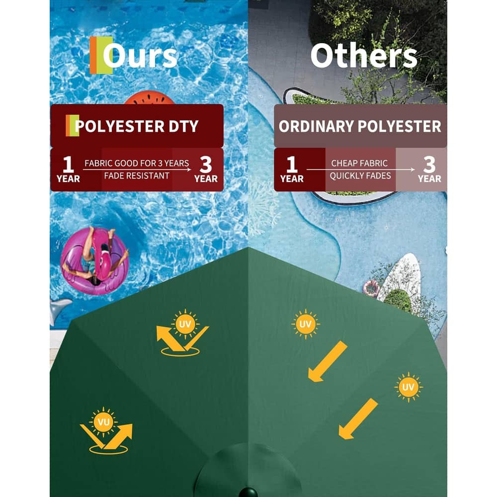 Coromose 10 Ft Patio Umbrella with Solar Lights, with 40 LED Lights