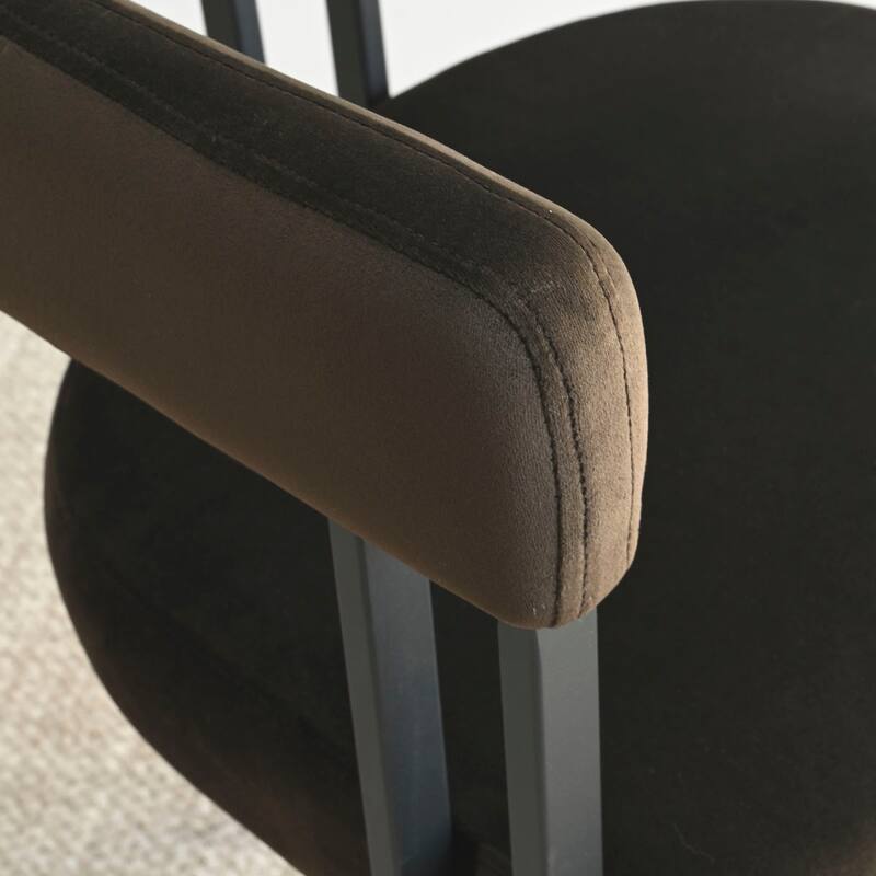 46" Black Round Dining Table Set with 4 Curved Back Arm Chairs