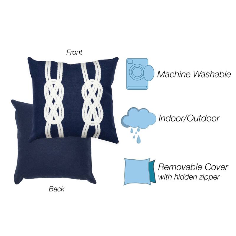 Liora Manne Visions II Double Knot Indoor/Outdoor Pillow Navy 20" Square