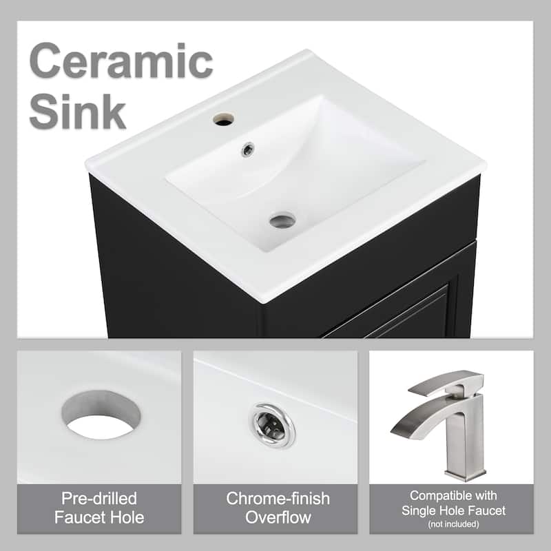 Bathroom Vanity with Sink, Vanity Set with Adjustable Shelf, Bathroom Cabinet with Storage Rack and Soft Closing Door