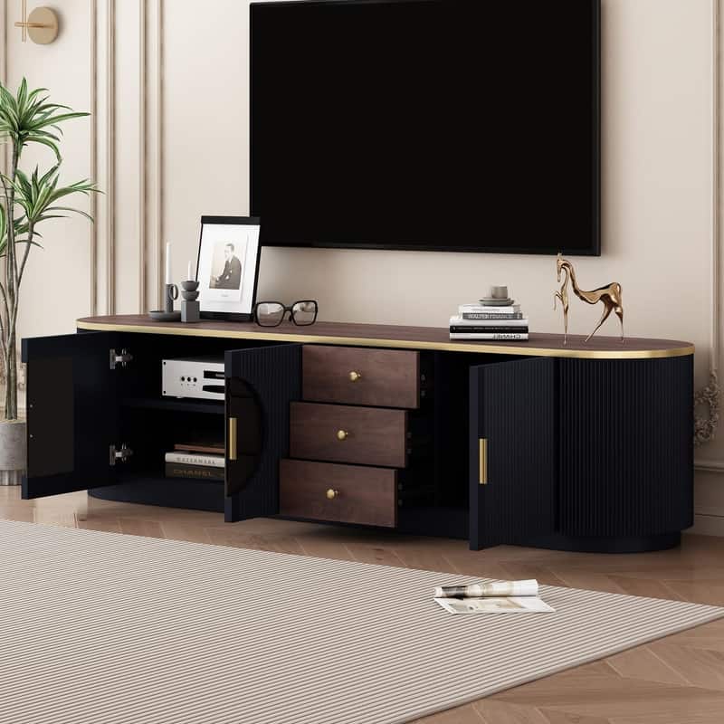 Modern TV Stand with 3 Drawers and Shelf for TVs Up to 80" for Living Room Entertainment Center