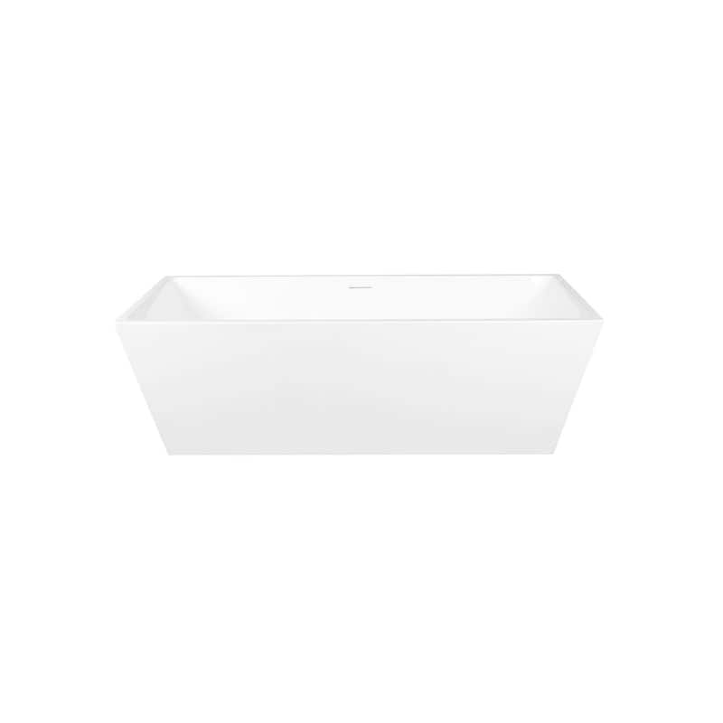 Timothy Soaking Rectangular Bathtub in Glossy White - Glossy White with Brushed Gold Trim - 23"