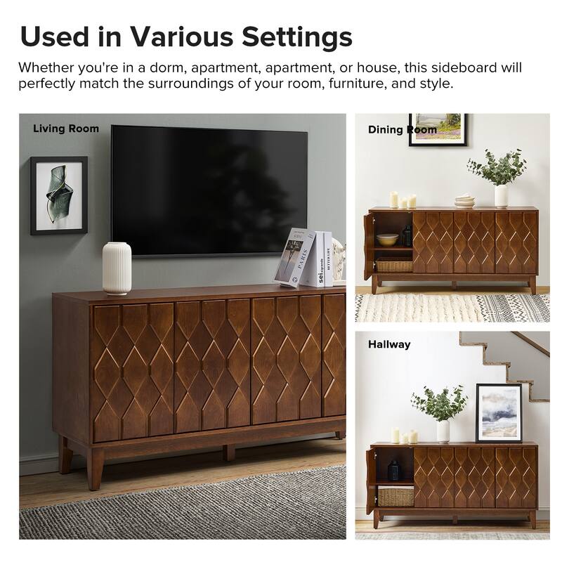 Olympia 60"Modern Storage Sideboard Storage with Adjustable Shelves By HULALA HOME