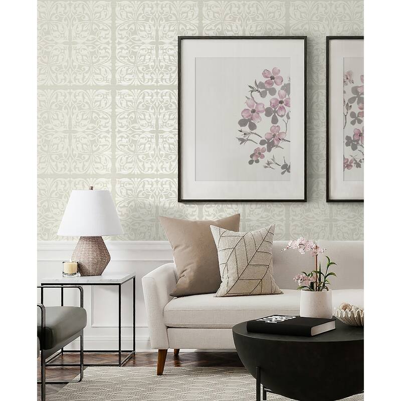 Seabrook Designs Bellamy Classical Tile Unpasted Wallpaper
