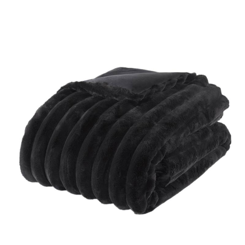 3PCS Full/Queen Fluffy Faux Fur Comforter Set with Ribbed Texture and Velvet Backing