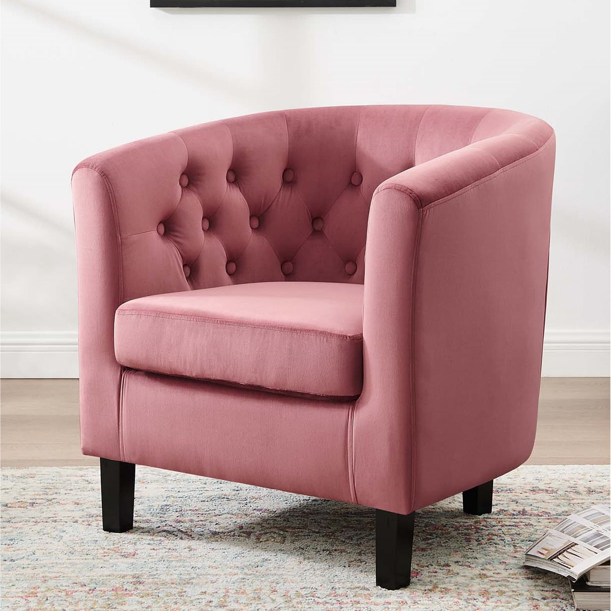Bristol Classic Heather Pink Velvet Button Tufted Tub Chair
