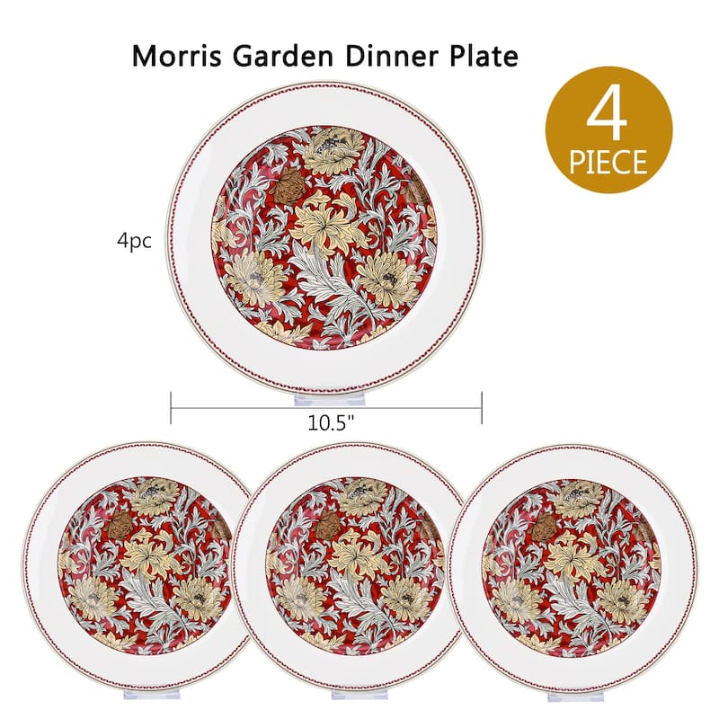 STP Goods Morris Garden Bone China Dinner Plate Set of 4 - 10.5"