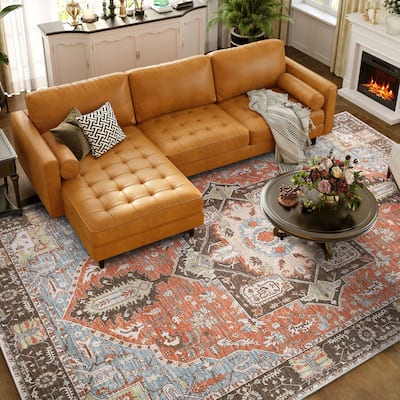 Artistic Medallion Printed Machine Washable Area Rug