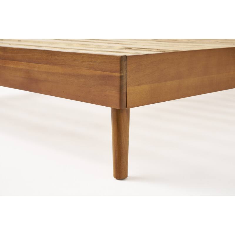 Solid Wood King Platform Bed with Mid-Century Design and Durable Acacia Wood