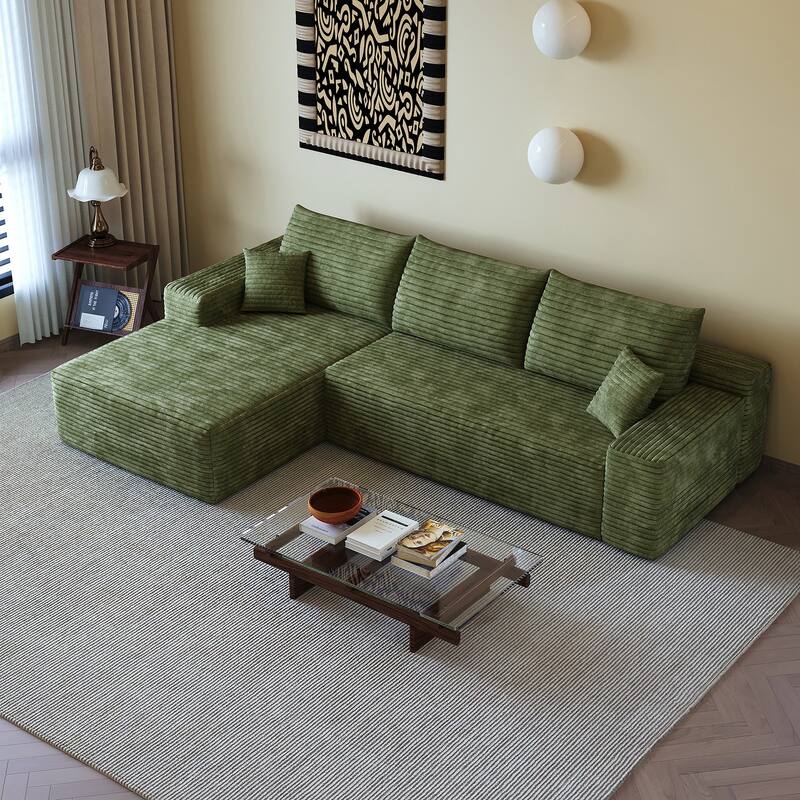 Sofa 107-in Casual Green 3 -seater Left Reclining Sectional - 8' x 10'