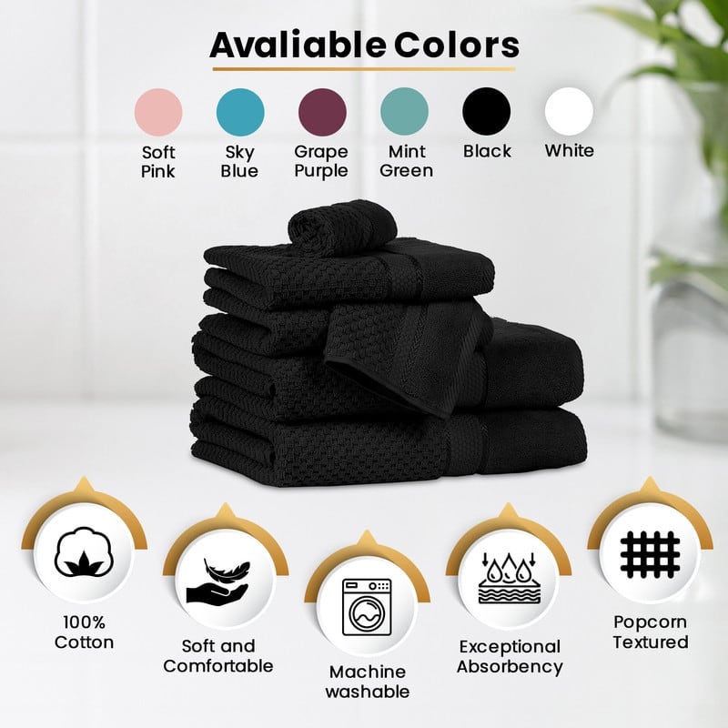 Hand Towel Popcorn Textured- Quick Drying 18 X 28 Inch by Ample Decor