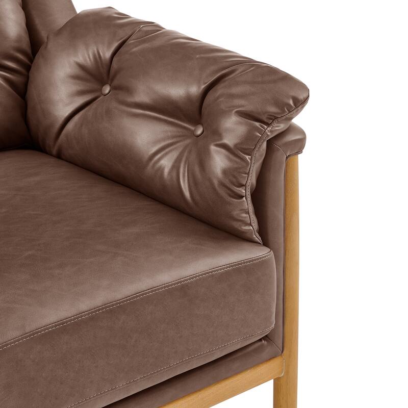 NPD Furniture Larry Faux Leather Tufted Accent Arm Chair