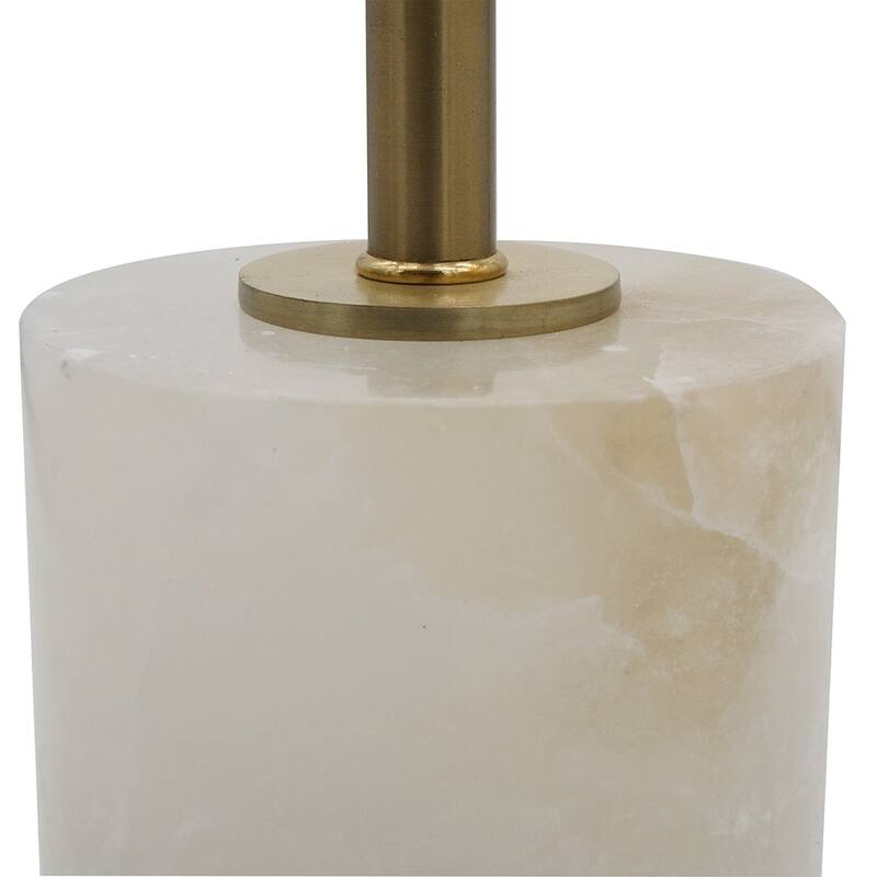 D10x34" Ipori Alabaster And Metal Buffet Lamp