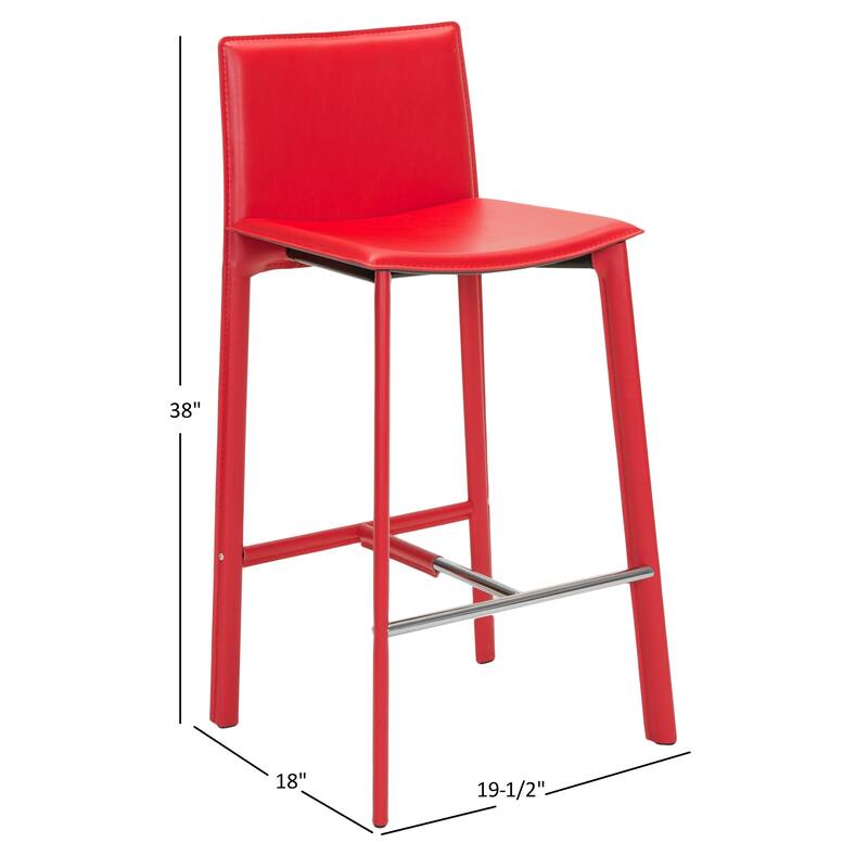 SAFAVIEH Marylou Faux Leather 29-inch Bar Stool (Set of 2) - 18.7" W x 19.7" L x 39.4" H - 19Wx20Dx39H