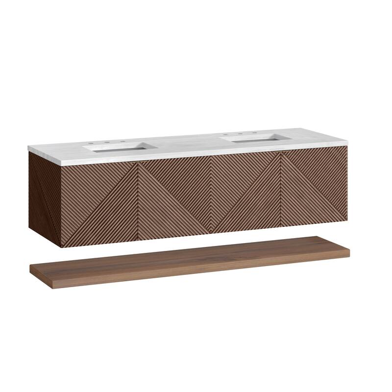 James Martin Vanities D200-V72-3AF Marcello 72" Wall Mounted Double - Chestnut - Wood Finish