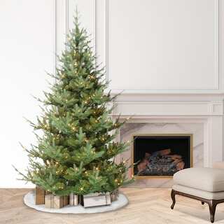 Puleo International 6.5 ft. Pre-Lit Hillside Spruce Artificial Tree with 300 Warm White LED Lights