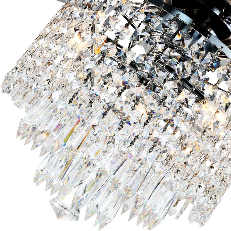 Cusp Barn 52-In Modern Crystal Ceiling Fan with Remote Control and 5 Reversible Wood Blades