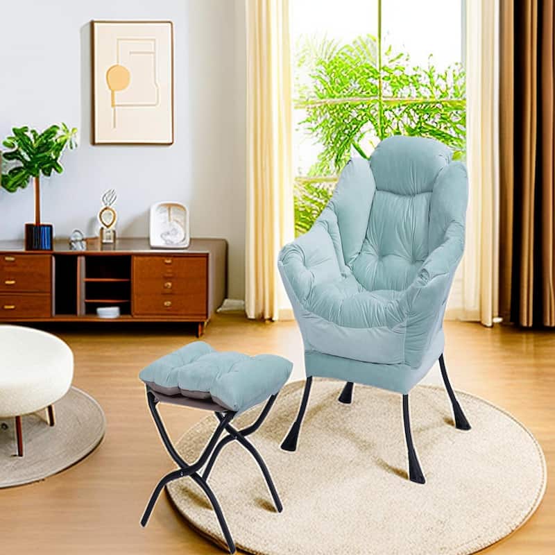 Tufted Accent Chair with Ottoman Cushion Chair Wingback Chair, Upholstered Chairs Lounge Chair with Armrests Side Pocket