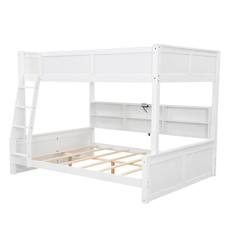Bunk Bed with Storage Cabinets and USB Ports, Full XL over Queen or Twin XL over Queen